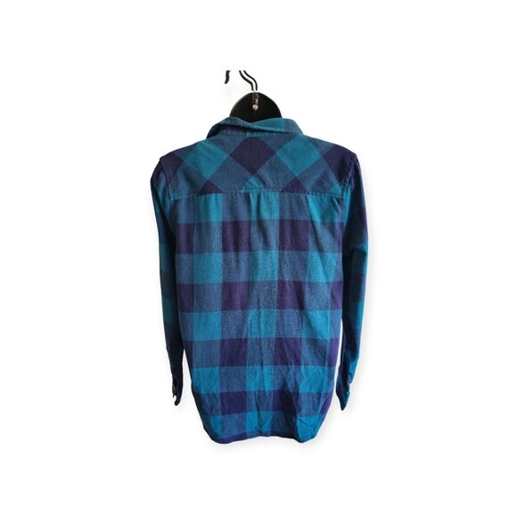 Arizona Long Sleeve Plaid Cotton Button Up Shirt Boy Size L 14/16 Blue Navy Blue - Picture 2 of 6